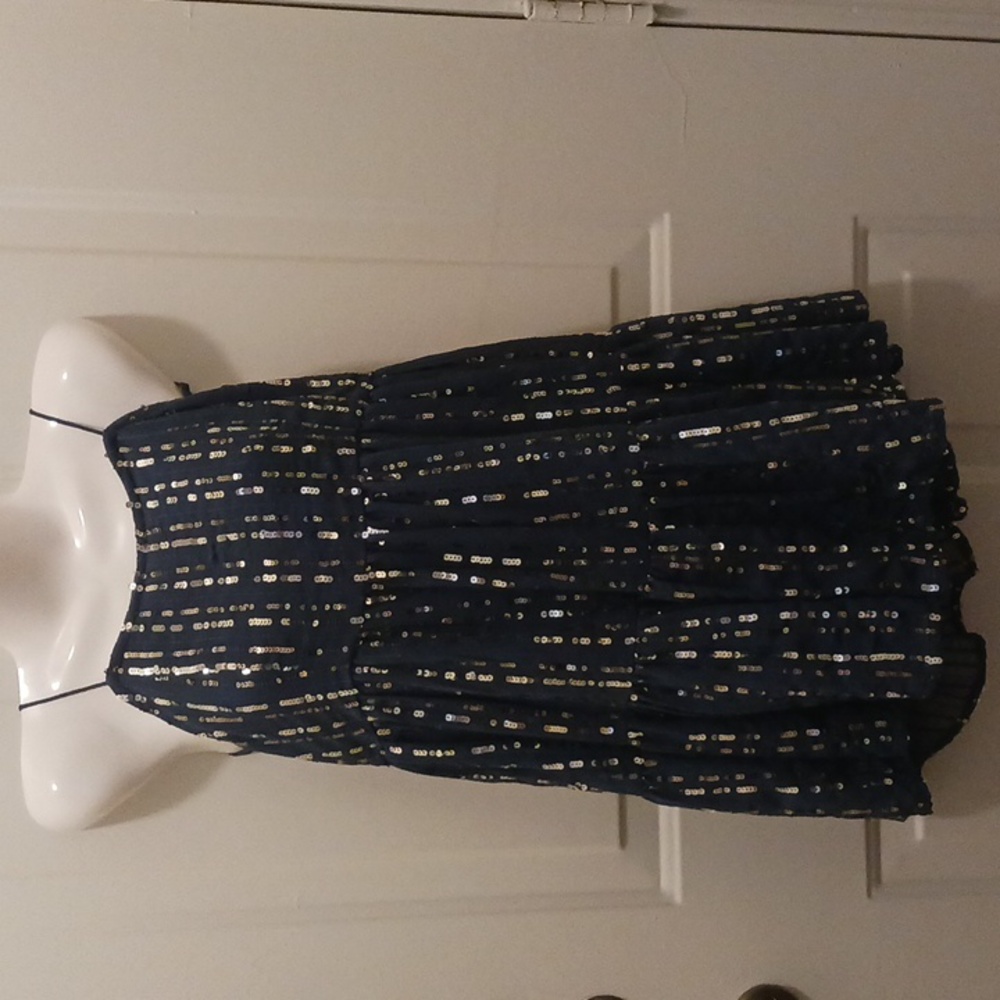 Urban Outfitters Navy Sequins PARTY Mini Dress Sz XS
